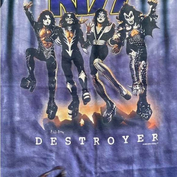 2005 liquid blue GLOW IN THE DARK kiss destroyer tye dye graphic band shirt VTG - Picture 2 of 5
